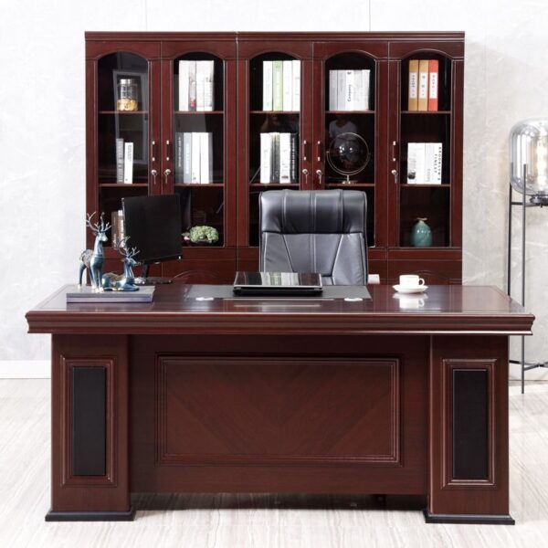 2m executive office desk, bliss executive office seat, 2-door cabinet with safe, 2.4m boardroom table, executive boardroom seat, 3-link waiting bench, 1.6m reception office desk, ergonomic office seat