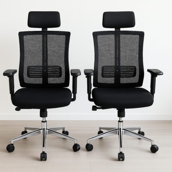 2m executive office desk, bliss executive office seat, 2-door cabinet with safe, 2.4m boardroom table, executive boardroom seat, 3-link waiting bench, 1.6m reception office desk, ergonomic office seat
