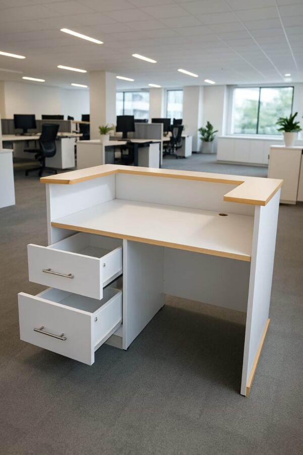3-link waiting bench, 15-locker filing cabinet, 1.4m executive office desk, bliss executive office seat, 6-way workstation, back mesh office seat, 2.4m boardroom table, boardroom seat