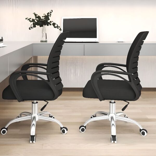 3-link waiting bench, 15-locker filing cabinet, 1.4m executive office desk, bliss executive office seat, 6-way workstation, back mesh office seat, 2.4m boardroom table, boardroom seat
