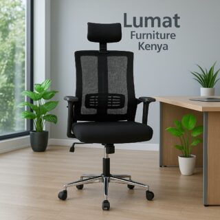 1.6m executive desk, bliss executive seat, executive visitors seat, full metallic cabinet, 6-way workstation, strong mesh seat, 1.4m reception desk, ergonomic office seat