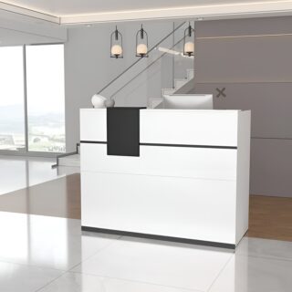 3m boardroom table, executive office seat, fireproof safe box, 5-seater sofa, 2-door wooden cabinet, 2-way workstation, 1.8m reception desk, ergonomic seat