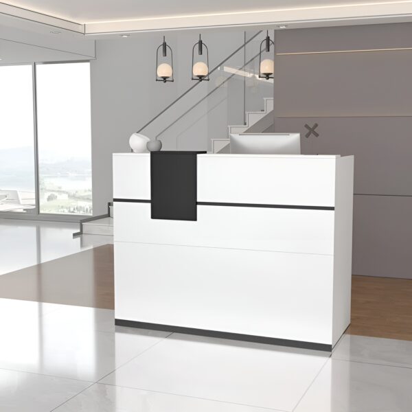 3m boardroom table, executive office seat, fireproof safe box, 5-seater sofa, 2-door wooden cabinet, 2-way workstation, 1.8m reception desk, ergonomic seat