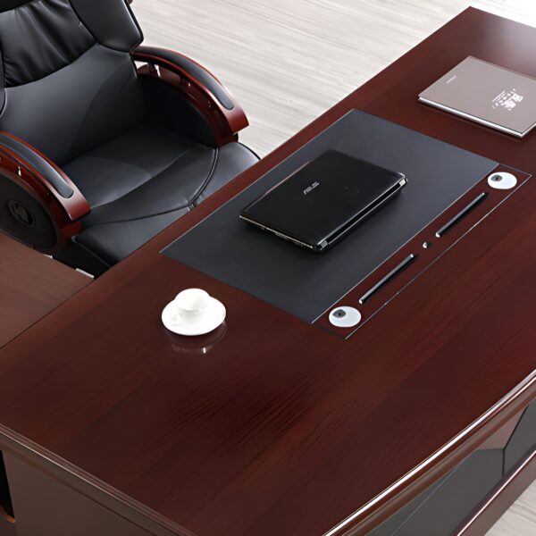 executive coffee table, 1.2m executive desk, executive office seat, chrome visitors seat, 2m reception desk, ergonomic office , 3-doors wooden cabinet, 3-link waiting bench