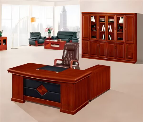 bliss executive seat, 2m executive desk, 2-door wooden cabinet, 5-seater executive sofa, 2.4m boardroom table, mesh boardroom seat, executive coat hanger, 4-drawers fireproof safe box