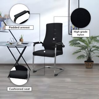 1.6m executive desk, bliss executive seat, executive visitors seat, full metallic cabinet, 6-way workstation, strong mesh seat, 1.4m reception desk, ergonomic office seat