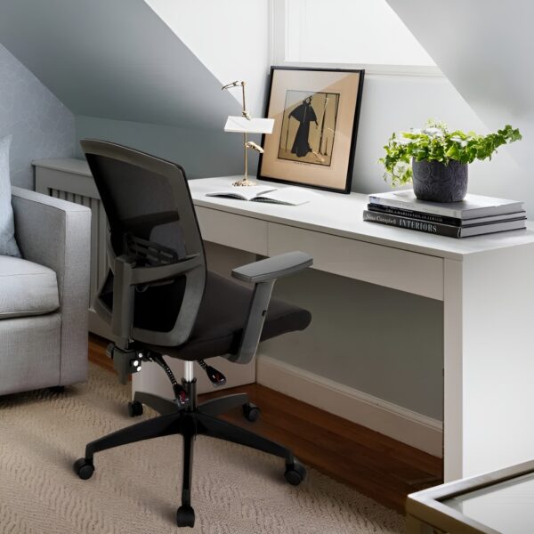 2m executive office desk, bliss executive seat, 4-drawers cabinet, 4-seater round table, chrome visitors seat, 6-way workstation, 3-drawers cabinet, clerical office seat