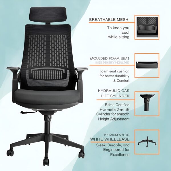 3-link waiting bench, 15-locker filing cabinet, 1.4m executive office desk, bliss executive office seat, 6-way workstation, back mesh office seat, 2.4m boardroom table, boardroom seat