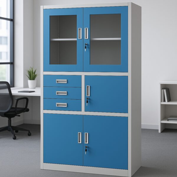 1.6m executive office desk, directors recline seat, 3-door executive cabinet, 4-way workstation, headrest office seat, executive coat hanger
