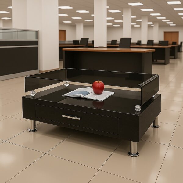 2m executive office desk, bliss executive seat, 4-drawers cabinet, 4-seater round table, chrome visitors seat, 6-way workstation, 3-drawers cabinet, clerical office seat