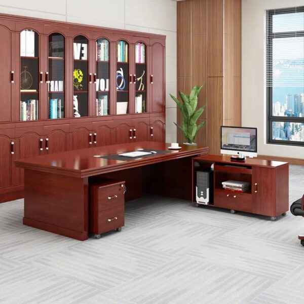 2-door filing wooden cabinet, 1.4m executive office desk, bliss executive office seat, adjustable table, 6-way workstation, headrest office seat, 9-lockers filing cabinet, 2.4m boardroom table