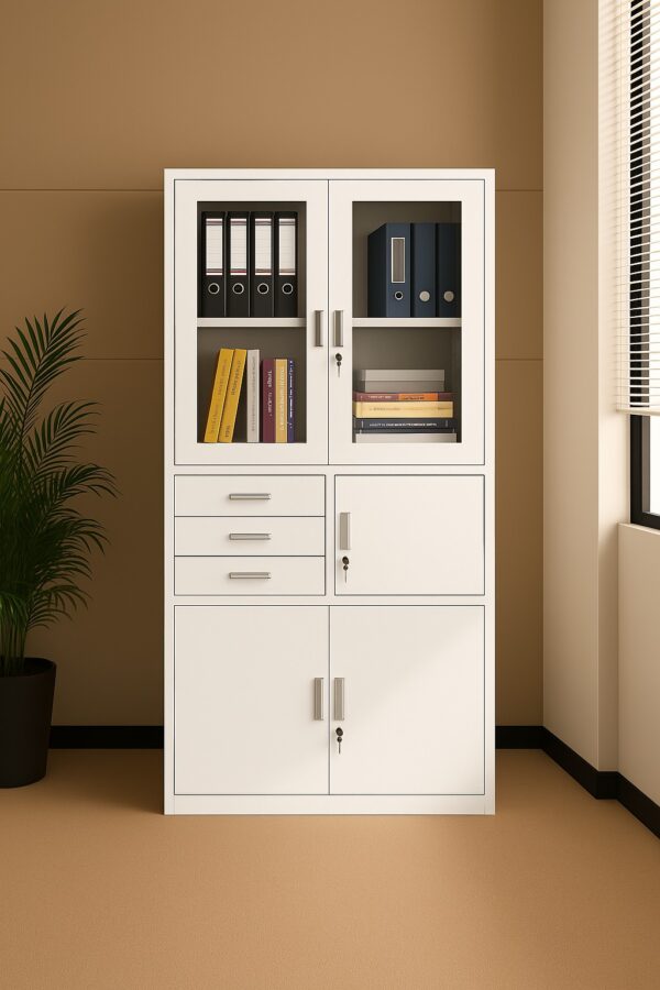 4-way workstation, clerical office seat, 4-drawers filing cabinet, 5-seater waiting sofa, 3m baordroom table, executive boardroom seat,2-door wooden cabinet, 1.6m executive desk, orthopedic office seat