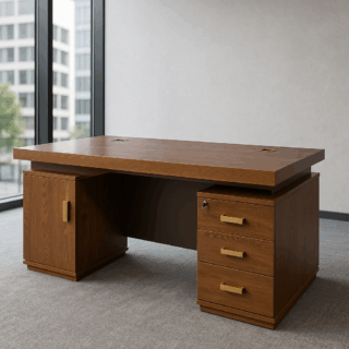 1.4m executive office desk, orthopedic office seat, 3-door wooden cabinet, 4-seater conference table, catalina seat, 1-way workstation, executive office seat