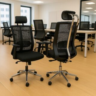 2-door filing wooden cabinet, 1.4m executive office desk, bliss executive office seat, adjustable table, 6-way workstation, headrest office seat, 9-lockers filing cabinet, 2.4m boardroom table