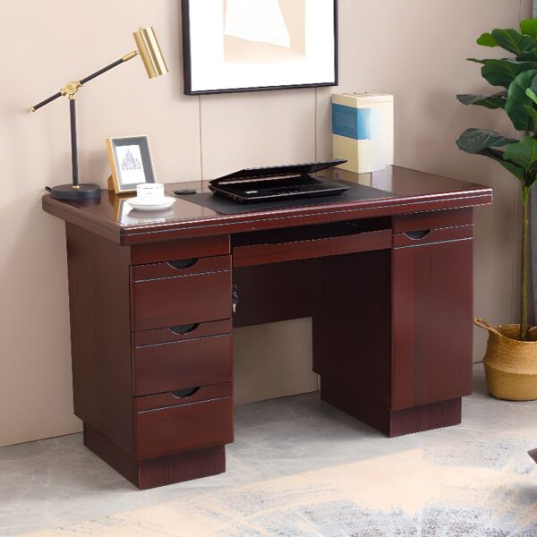 2m executive office desk, bliss executive seat, 4-drawers cabinet, 4-seater round table, chrome visitors seat, 6-way workstation, 3-drawers cabinet, clerical office seat