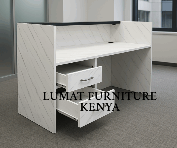 dining table, eames dining chairs, mahogany cot hanger, full metallic cabinet, 4-link waiting bench, office combination, 1-way workstation
