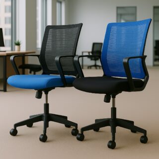 1-way workstation, 1.2m advance office desk, 2400mm boardroom table, 3-door mahogany filling cabinet, 3-link waiting bench, boardroom table chairs, Ergonomic Office Chair, Executive Office Chair