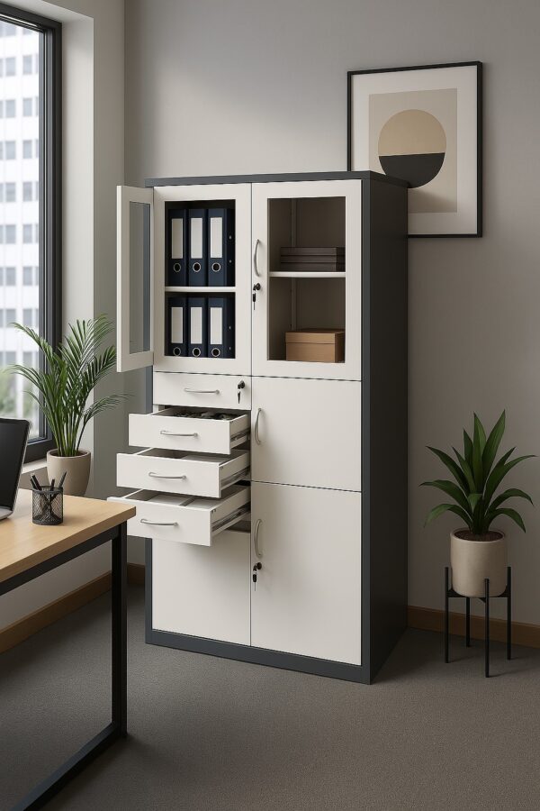 4-way office workstation, clerical office seat, half glass cabinet, 1.8m executive desk, directors reclining seat, 1.2m advance desk, strong mesh office seat, modern wooden credenza