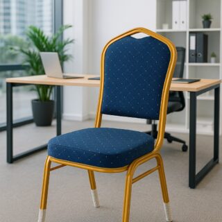 catalina visitors seat, 1.2m executive desk, executive office seat, mahogany finish coat hanger, hammock swing chair, 4-drawers fireproof safe box, blue banquet chair, 4-way workstation