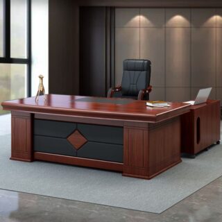 2-door wooden credenza, swivel adjustable stool, executive glass coffee table, 1.4m executive desk, executive office seat, mesh visitors seat, 3-drawers cabinet