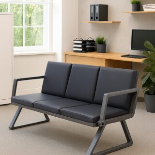 3-link waiting bench, 15-locker filing cabinet, 1.4m executive office desk, bliss executive office seat, 6-way workstation, back mesh office seat, 2.4m boardroom table, boardroom seat
