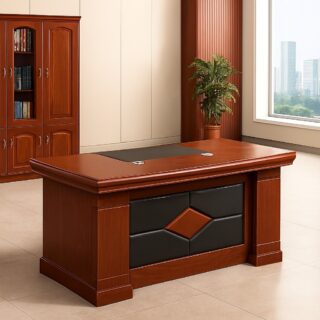 4-seater mahogany round conference table, tosca visitors seat, 2-door filing cabinet with safe, 4-link waiting bench, 2m executive desk, non-reclining executive seat, modern coffee table, foldable training table, conference chairs