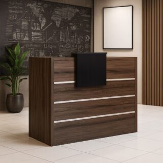 2-door wooden cabinet, bliss executive office seat, 2-way curved workstation, modern coffee table, tosca visito9rs seats, 2m reception desk, electrical adjustable table