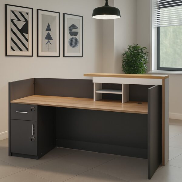 office combination, executive office seat, 4-seater meeting round table, 9-lockers cabinet, catalina visitors seat, modern coffee table, 1.2m reception desk, headrest office seat