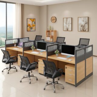 1.8m executive office desk, directors office seat, 6-way workstation, office combination, 9-locker filing cabinet, 1.4m curved office desk, executive office seat