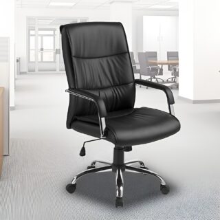 1.8m executive office desk, reclining executive office seat, 15-locker filing cabinet, 1-way workstation, clerical office seat, executive coffee table, 5-seater waiting sofa
