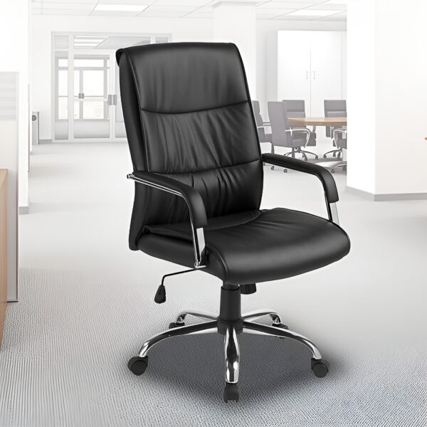 1.8m executive office desk, reclining executive office seat, 15-locker filing cabinet, 1-way workstation, clerical office seat, executive coffee table, 5-seater waiting sofa