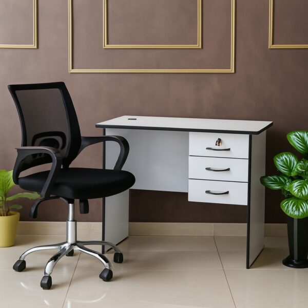 3-link waiting bench, 15-locker filing cabinet, 1.4m executive office desk, bliss executive office seat, 6-way workstation, back mesh office seat, 2.4m boardroom table, boardroom seat