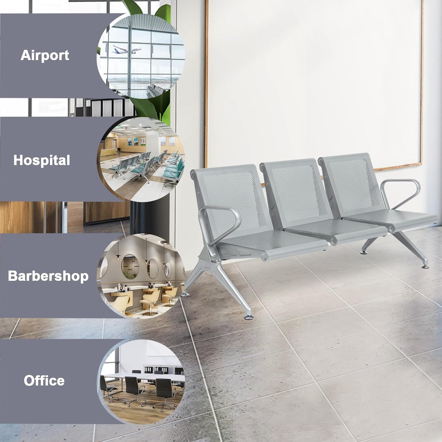 5-seater black sofa, 3-seater waiting bench, catalina office seat, butterfly office seat, 1800mm executive office desk,