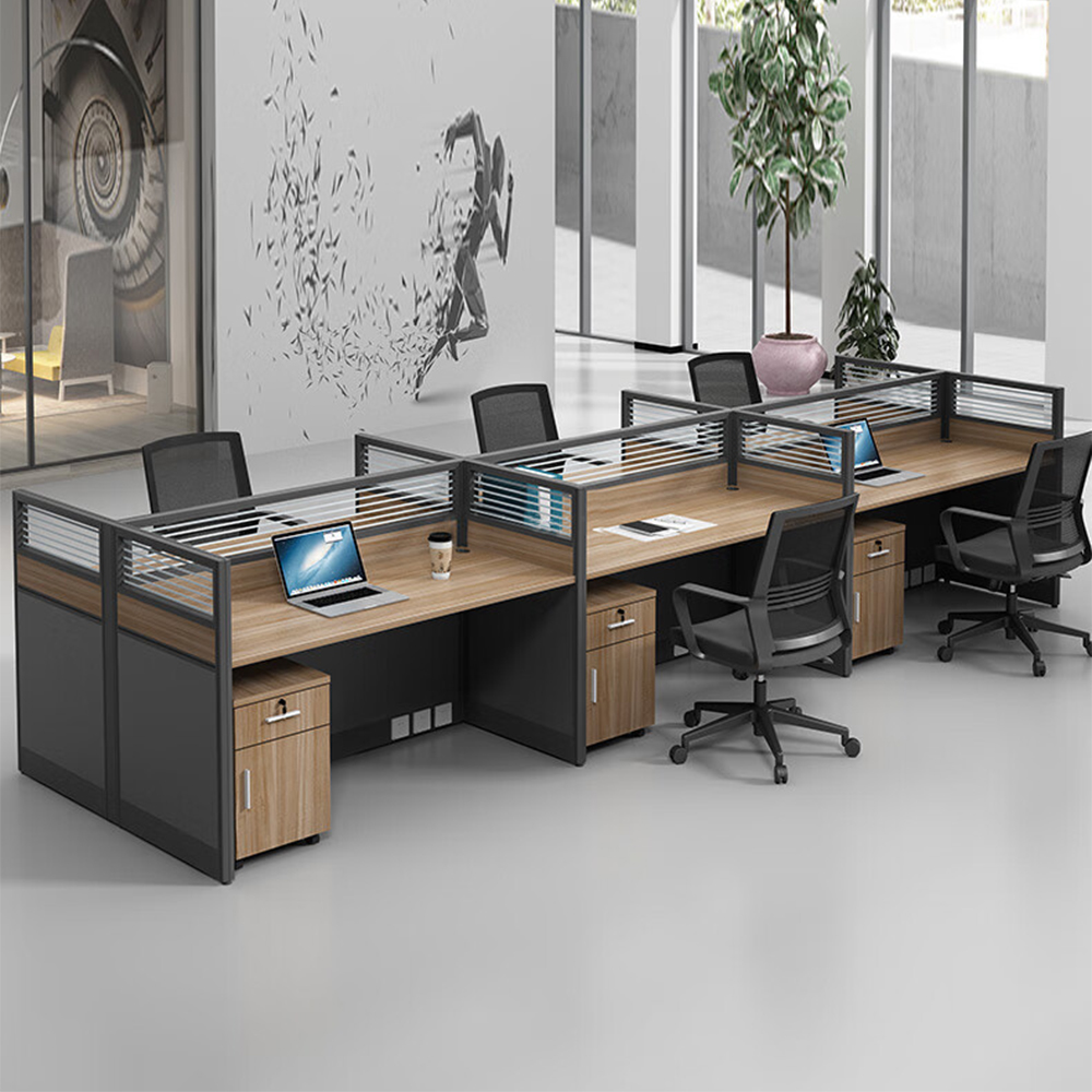 1800mm executive desk, 3-door mahogany filling cabinet, 4 Drawer Steel Cabinet, 6-way workstation, Backmesh Office Chair, butterfly office seat, tosca visitors seat