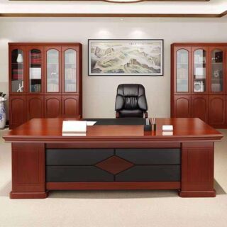 1.2m advance office desk, 2400mm boardroom table, 3-door mahogany filling cabinet, 3-link waiting bench, boardroom table chairs, Ergonomic Office Chair, Executive Office Chair