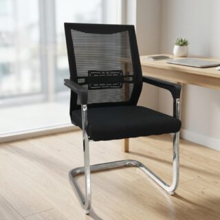 2000mm executive office desk, 2400mm boardroom table, 3-door mahogany filling cabinet, Backmesh Office Chair, Cashiers Seat, fordable chair, Visitors Waiting Chair No